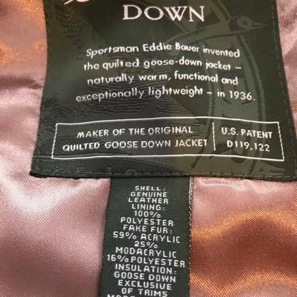 Eddie Bauer DOWN vest with real fur collar - Picture 3 of 3